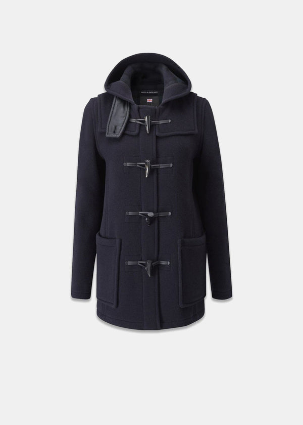 Short Slim Fit Duffle Coat Navy Black Watch