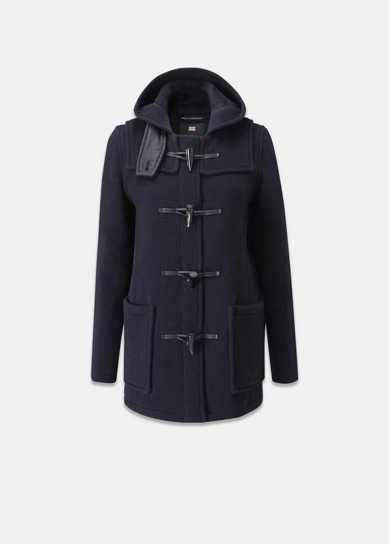 Short Slim Fit Duffle Coat Navy Black Watch